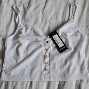 Nasty Gal cropped ribbed cami - size 14